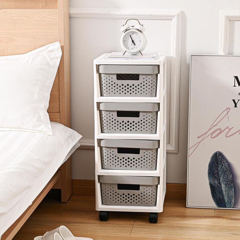 Carrito Organizador Plástico con Ruedas 4 Niveles Gris