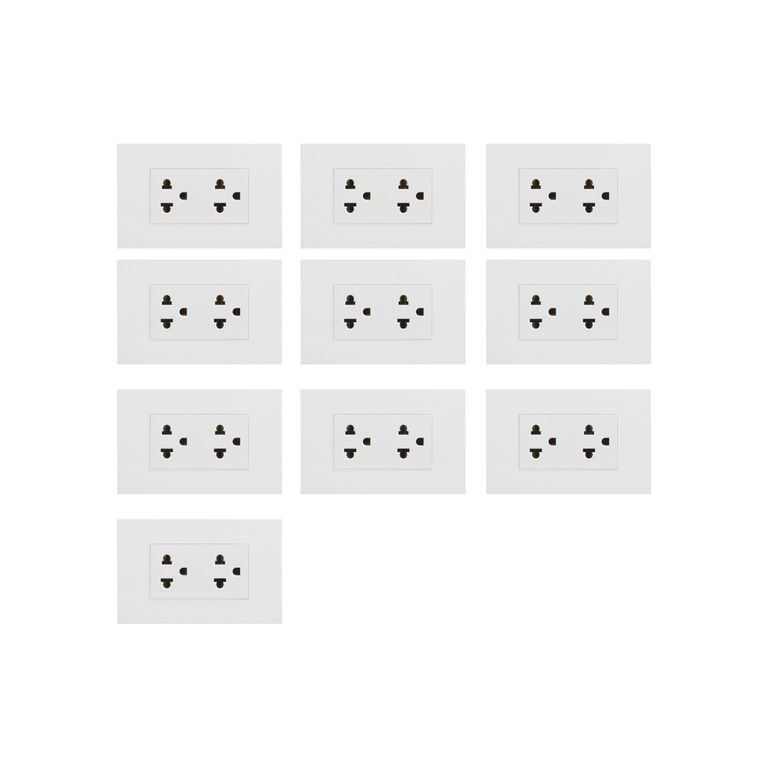 Pack 10 Tomacorriente Doble P/T Cygnus Blanco