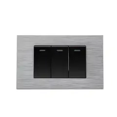 HALUX - Interruptor Triple Andromeda Metalico Negro