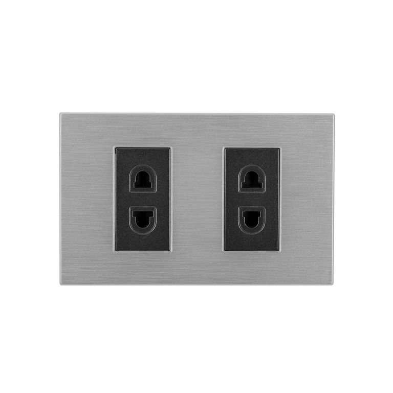 Tomacorriente Doble Andromeda Metalico Negro