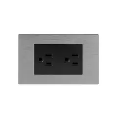 HALUX - Tomacorriente Doble US Andromeda Metalico Negro