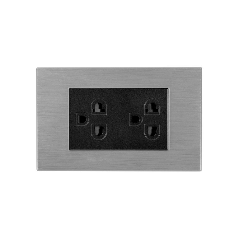 Tomacorriente Doble P/T Andromeda Metalico Negro