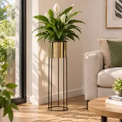 JUST HOME COLLECTION - Maceta con Base Metal Dorado 26x26x101cm