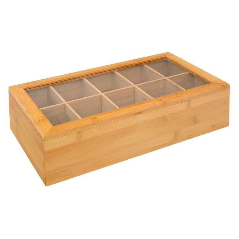 Caja de Té Bambú 10 Divisiones 36x20x9 cm