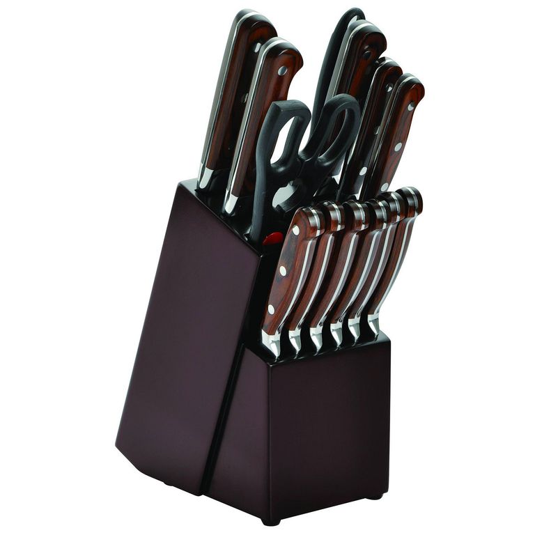 Cuchillo Acero Inoxidable Mango de Madera 14 Unidades