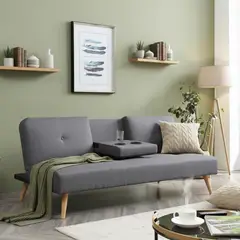 JUST HOME COLLECTION - Sofá Cama con Posavasos 3 Cuerpos Hobbs Gris