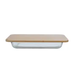 JUST HOME COLLECTION - Contenedor Vidrio con Tapa Bambú 2.2L