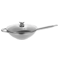 JUST HOME COLLECTION - Wok Acero Inoxidable Tapa de Vidrio 28cm