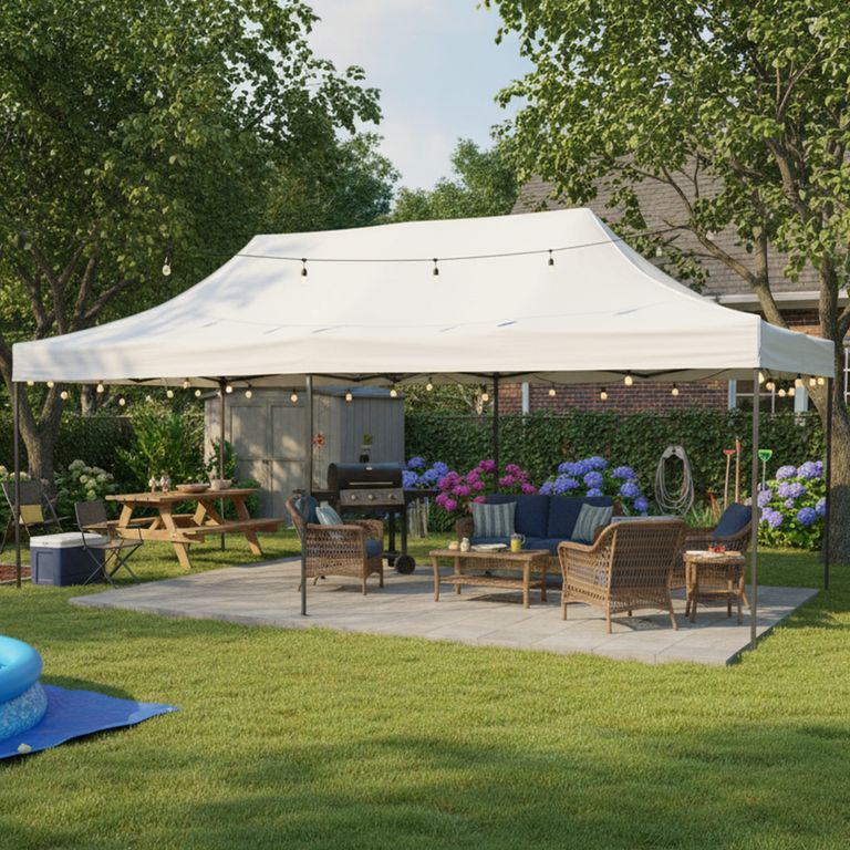 Toldo Plegable 3x6m Protección UPF 50+ Blanco