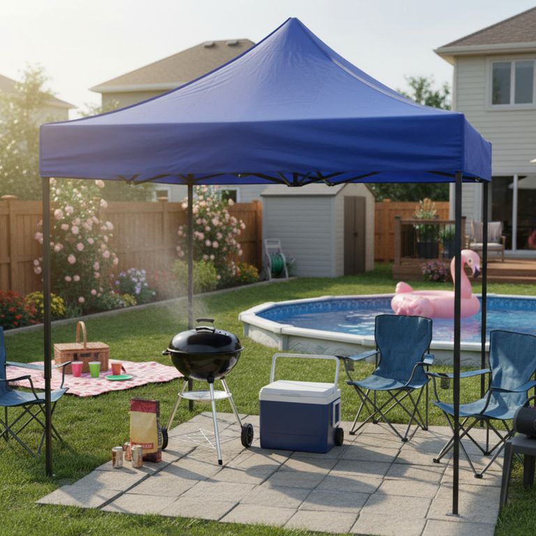 Toldo Plegable 2x2m Protección UPF 50+ Azul