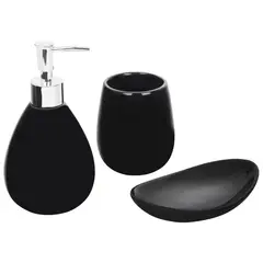 CASA BONITA - Set 3 Accesorios de Baño Cerámica Negro