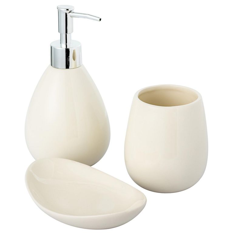 Set 3 Accesorios de Baño Cerámica Ivory