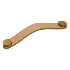FIXSER - Jalador de Asa Piel de Cuero Beige Botón Oro UL24 128 mm