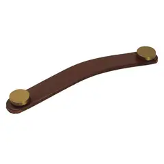 FIXSER - Jalador de Asa Piel de Cuero Marrón Botón Oro UL24 128 mm