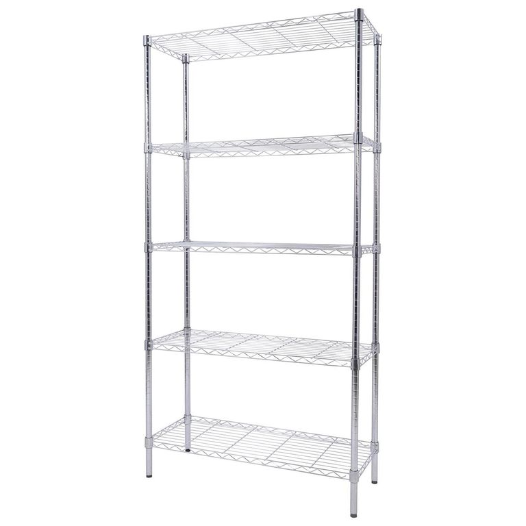 Estante Metal 5 Niveles 90X35X180cm Cromado 50 kg