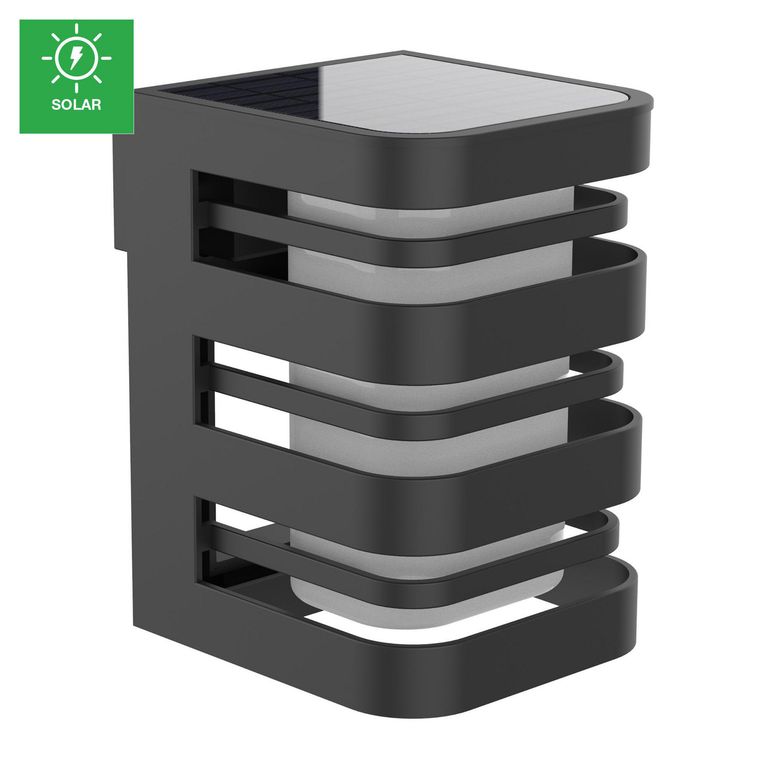 Farol Muro Solar Cuadrado Negro