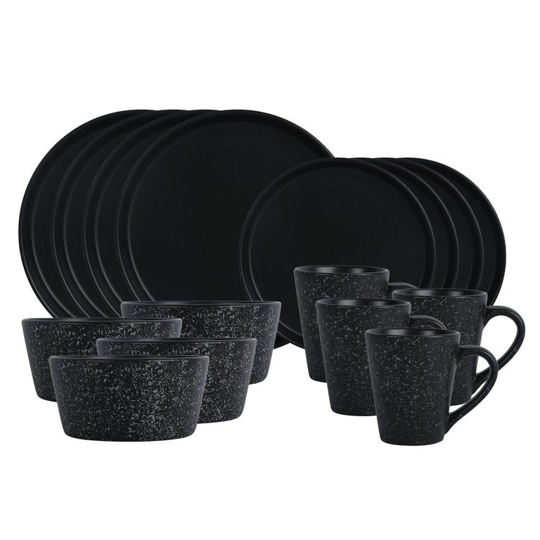 Juego de vajillas Cerámica Negro 16 Piezas