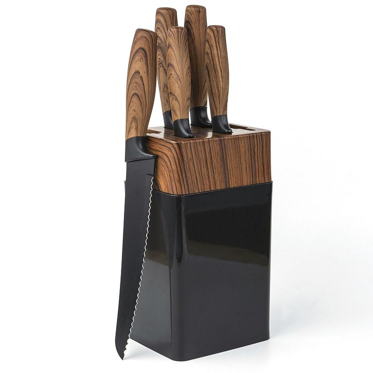 Set x 6 Piezas Cuchillos + Taco de Madera