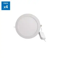 DAIRU - Pack 4 Panel LED Empotrado Circular Luz Cálida 12W