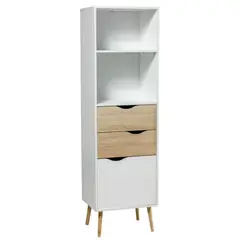 TVILUM - Estante Librero 2 Niveles Oslo Blanco/Roble