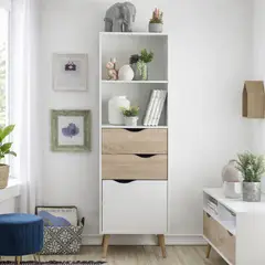 TVILUM - Estante Librero 2 Niveles Oslo Blanco/Roble