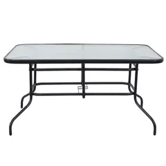 JUST HOME COLLECTION - Mesa de Terraza Rectangular con Vidrio Negra 140x90CM