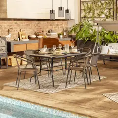 JUST HOME COLLECTION - Mesa de Terraza Rectangular con Vidrio Negra 140x90CM