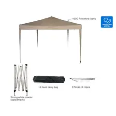 JUST HOME COLLECTION - Toldo Plegable 3x3m Protección UPF 50+ Taupe