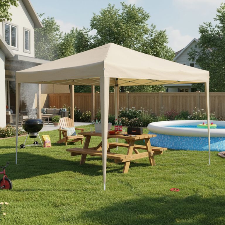 Toldo Plegable 3x3m Protección UPF 50+ Taupe