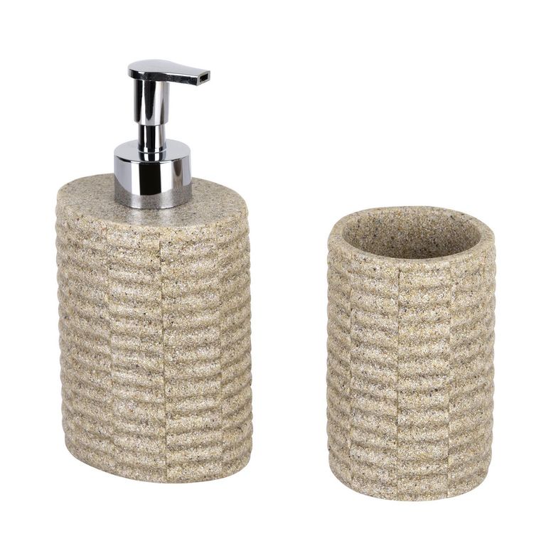 Set de Baño 2 Piezas Dispensador de Jabón + Vaso Fusión
