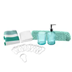 JUST HOME COLLECTION - Set de Baño 6 Piezas Franja Vidrio