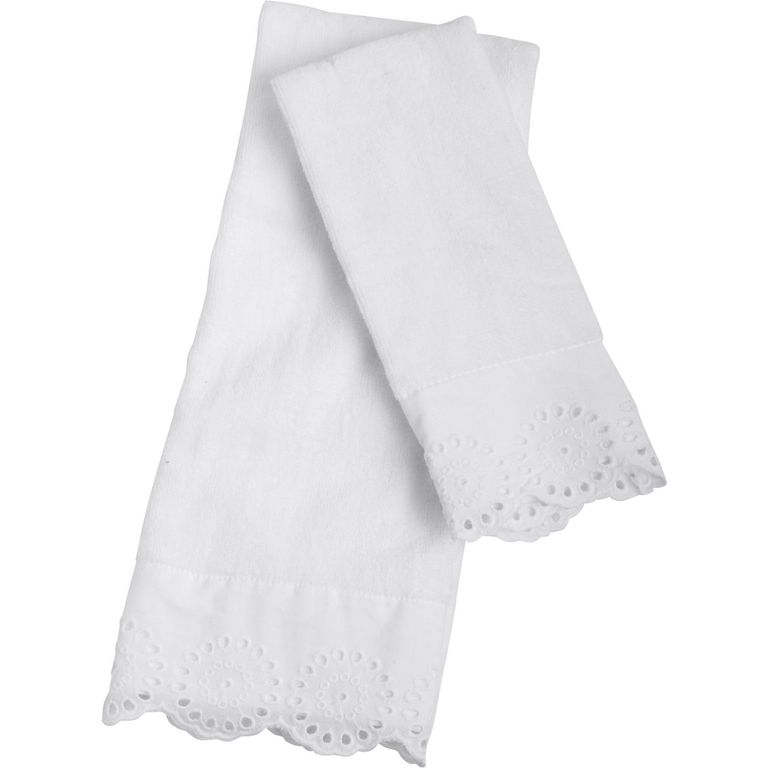 Set 2 Toallas Con Blonda Blanca