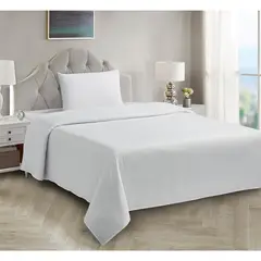 CASA BONITA - Juego de Sábanas Microfibra 1.5 Plazas Basic Blanco