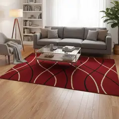 JUST HOME COLLECTION - Alfombra Rectangular Rojo Bcf Rayas Rojas 150x220cm