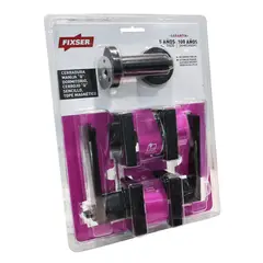 FIXSER - Pack de 2 Cerraduras Manija dormitorio + cerrojo negro
