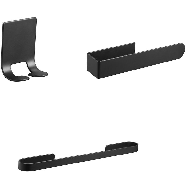 Set 3 Piezas Accesorios Adhesivo Baño Negro