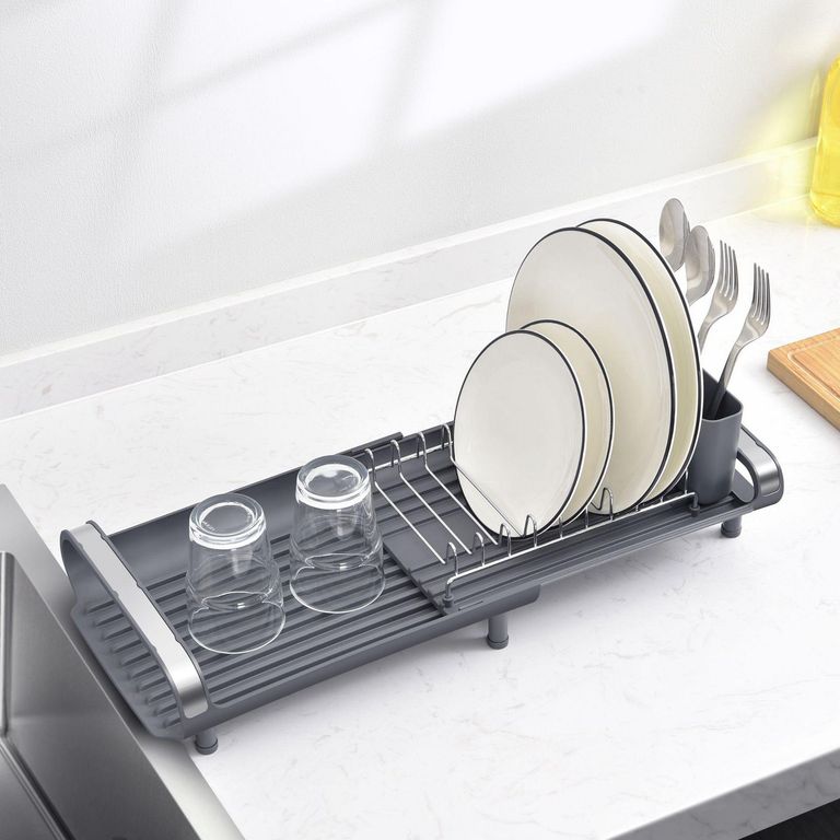 Escurridor de Platos Extensible Plomo