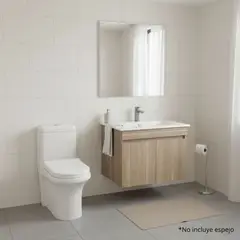 SENSI DACQUA - Mueble de Baño Miel 47x61.5x47cm + WC Inodoro One Piece Praga Blanco