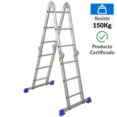 KARSON - Escalera Articulada de Aluminio 12 Pasos 150Kg