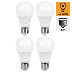 DAIRU - Pack x4 Focos LED A60 E27 12W Luz Cálida