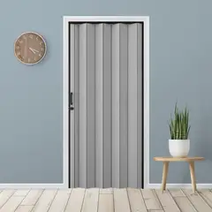 HOGGAN - Puerta Plegable PVC Mila 90X200 cm Lino Gris