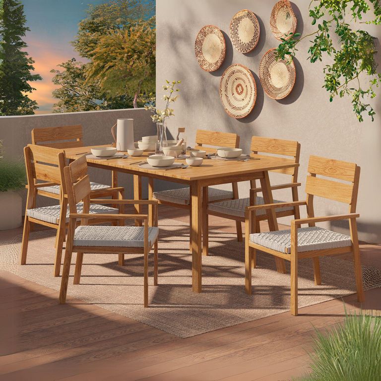 Juego de Comedor de Terraza 6 Personas Madera
