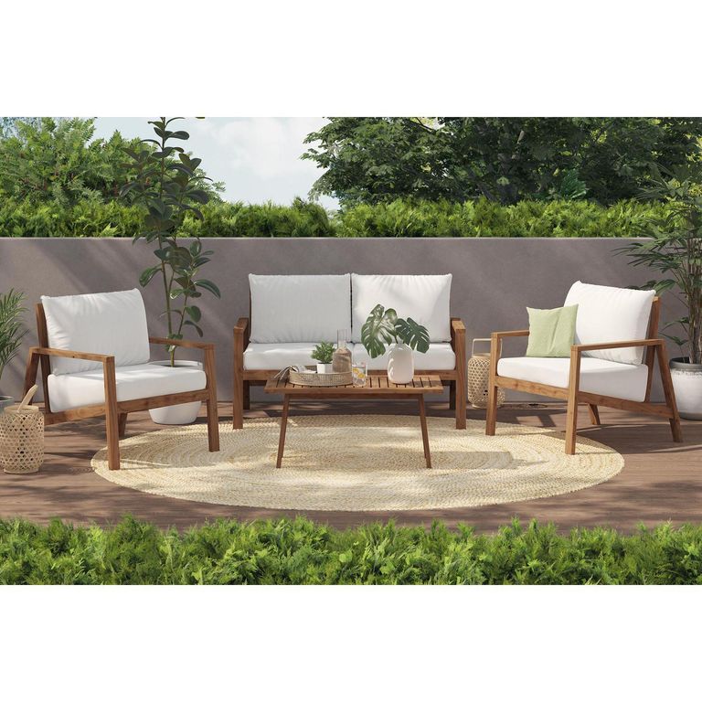 Juego de Terraza de Madera para 4 Personas