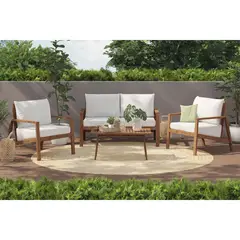 JUST HOME COLLECTION - Juego de Terraza de Madera para 4 Personas