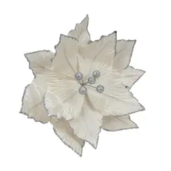 DEAR SANTA - Ponsettia Flor Clip Blanco Navidad 35cm