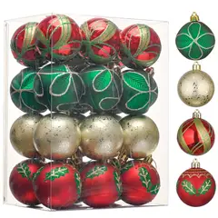 DEAR SANTA - 24 Esferas de Navidad Verde/Rojo/Dorado 6cm