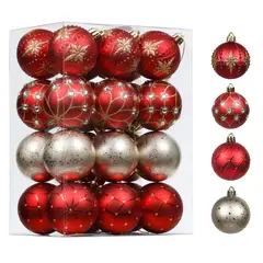 DEAR SANTA - Set 24 Esferas Rojas y Doradas 6cm