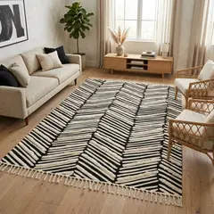 JUST HOME COLLECTION - Alfombra Rectangular Blanco/Negro Nat Jacky