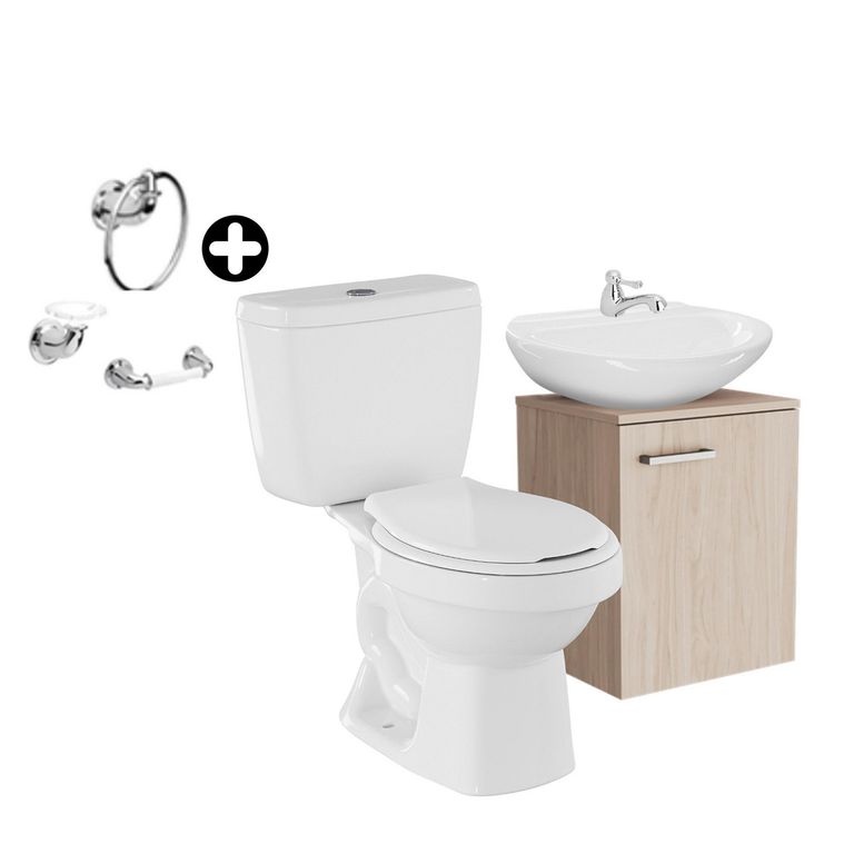 Combo Mueble de Baño Ecoline + Inodoro + Accesorios + Griferías