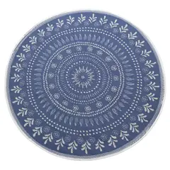 JUST HOME COLLECTION - Alfombra de Terraza Redonda Happy Summer Azul/Blanco 180cm